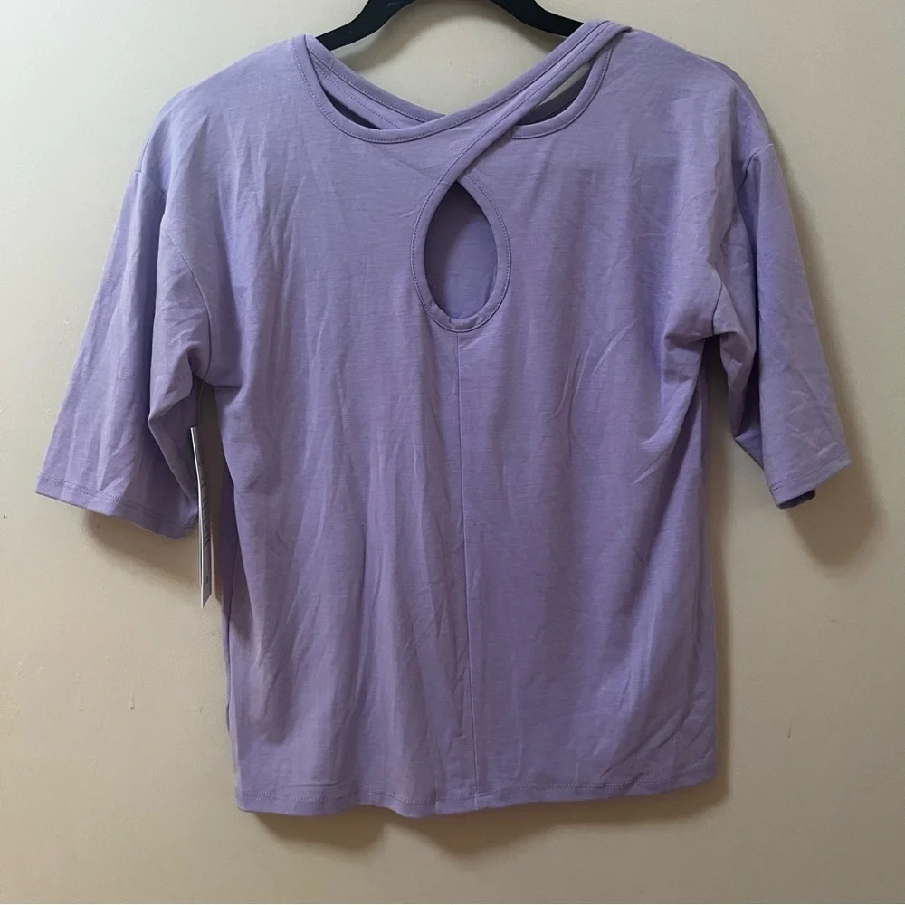 Threads 4 Thought Purple 3/4 sleeve Shirt with back detail -Size 14 Girls